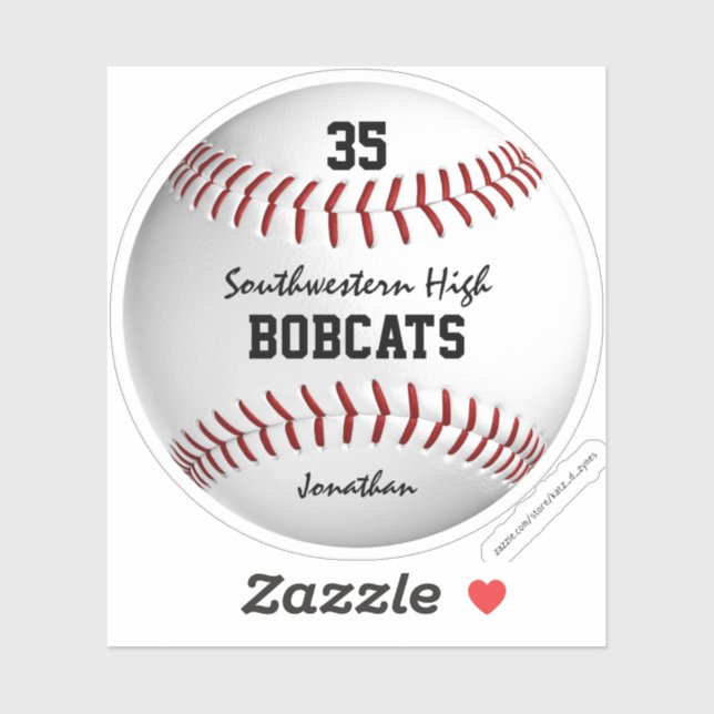 Sticker gosses baseball softball personnalisé nom d'équipe (Feuille)