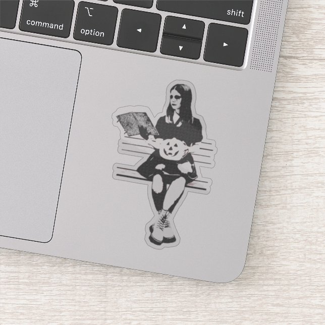 Sticker Goth fille avec une tête de citrouille diabolique  (Détail)