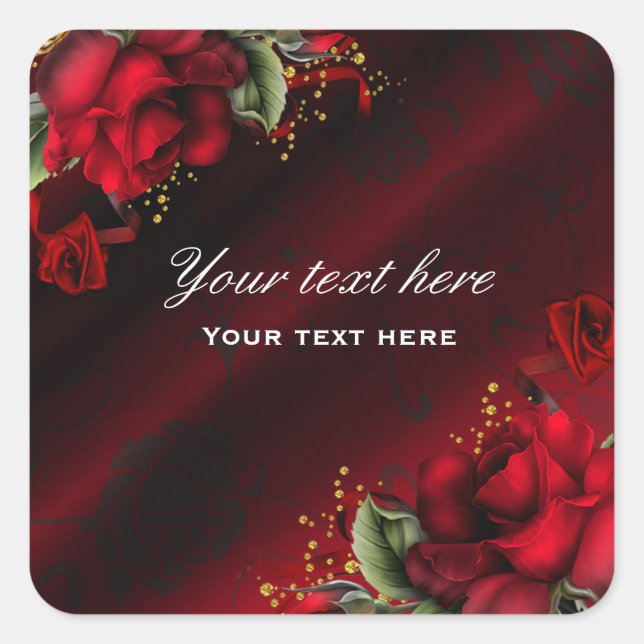 Sticker gothique en soie Red Roses Étiquette (Devant)