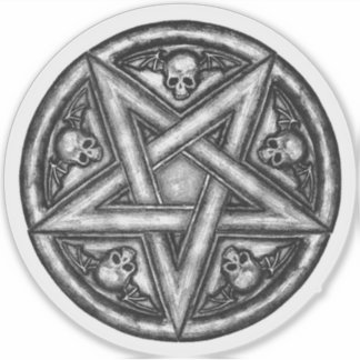 Sticker Gothique Wicca Pentagram Crânes Vinyl Cuto