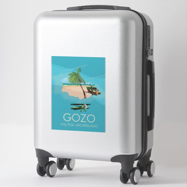Sticker Gozo, archipel maltais Carte poster Voyage . (Sur valise)