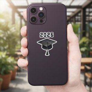 Sticker Graduation 2025 noir blanc casquette