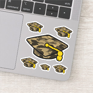 Sticker Graduation Cap Khaki Camo