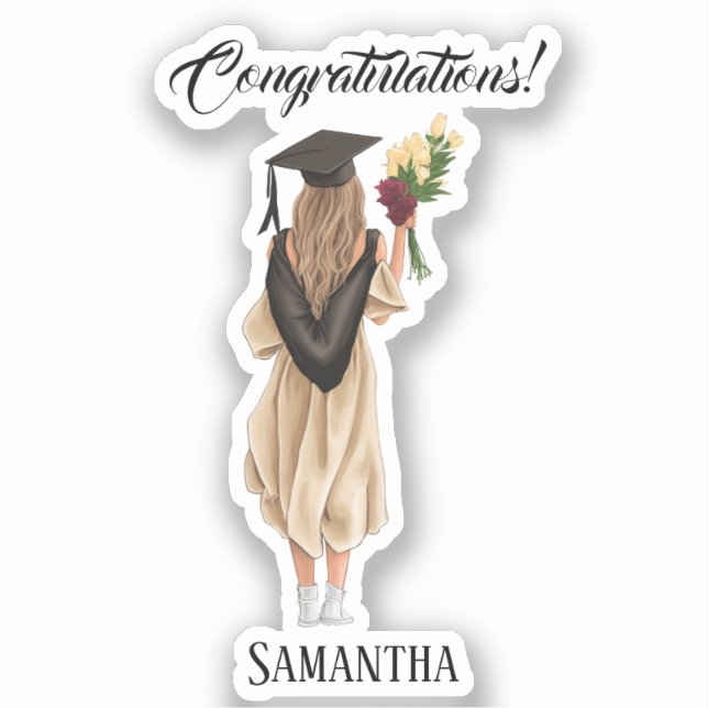 Sticker Graduation de l'aquarelle personnalisée (2) (Recto)