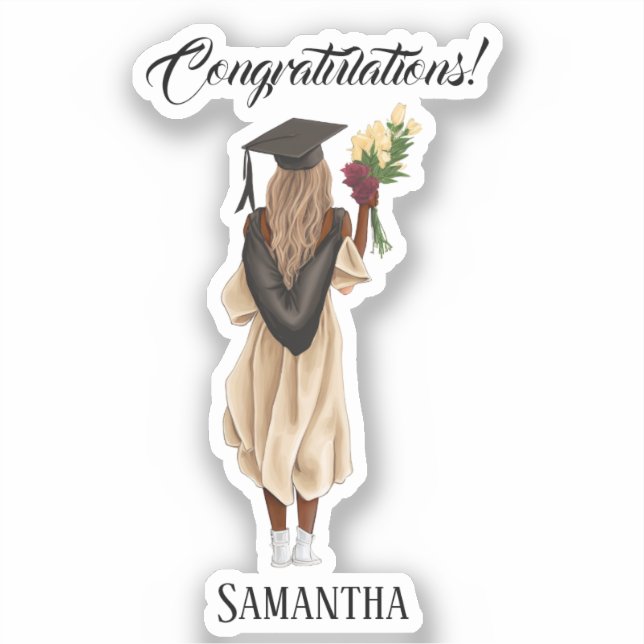 Sticker Graduation de l'aquarelle personnalisée (6) (Recto)