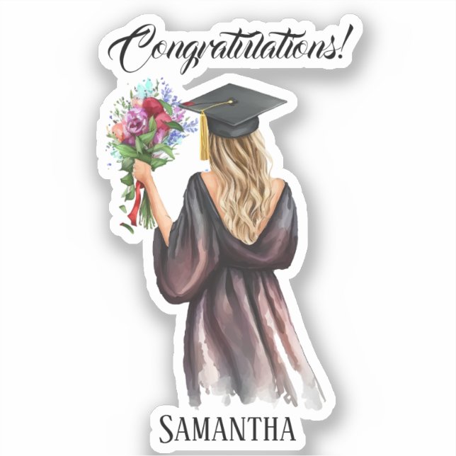Sticker Graduation personnalisée en aquarelle (11) (Recto)