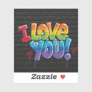 Sticker Graffiti de brique noire Je t'aime