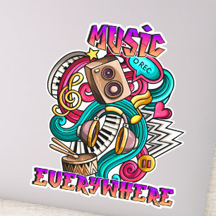 Sticker Graffiti de musique partout Art pour les mélomanes