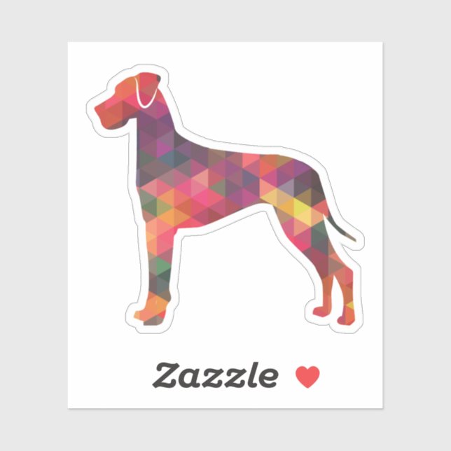Sticker Grand Chien Danse Motif géométrique Silhouette Mul (Feuille)