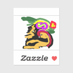 Sticker Grand Danois et fleurs 