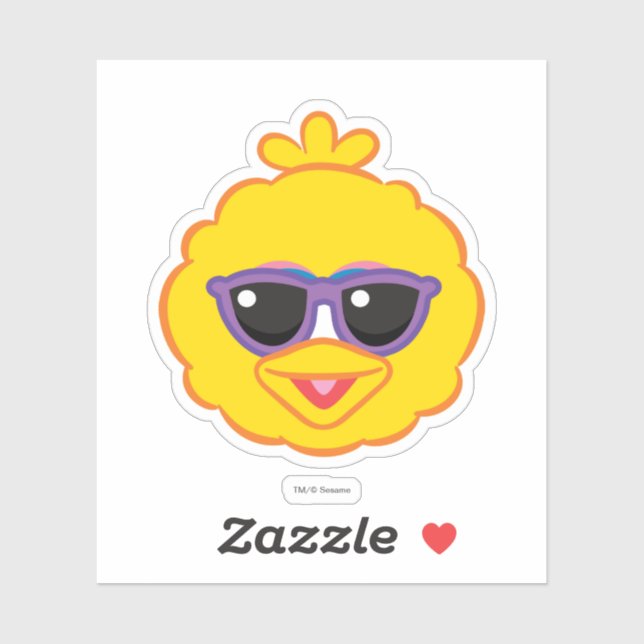 Sticker Grand Oiseau souriant visage avec lunettes de sole (Feuille)