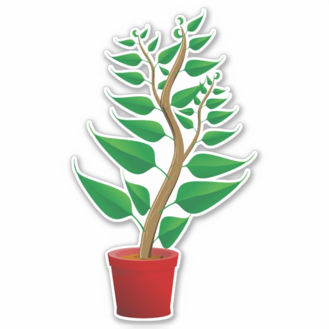 Sticker grand plante vert dans son pot (Devant)