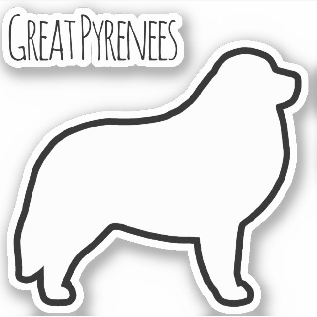 Sticker Grand Pyrénées race de chien Silhouette Vinyl Stic (Devant)