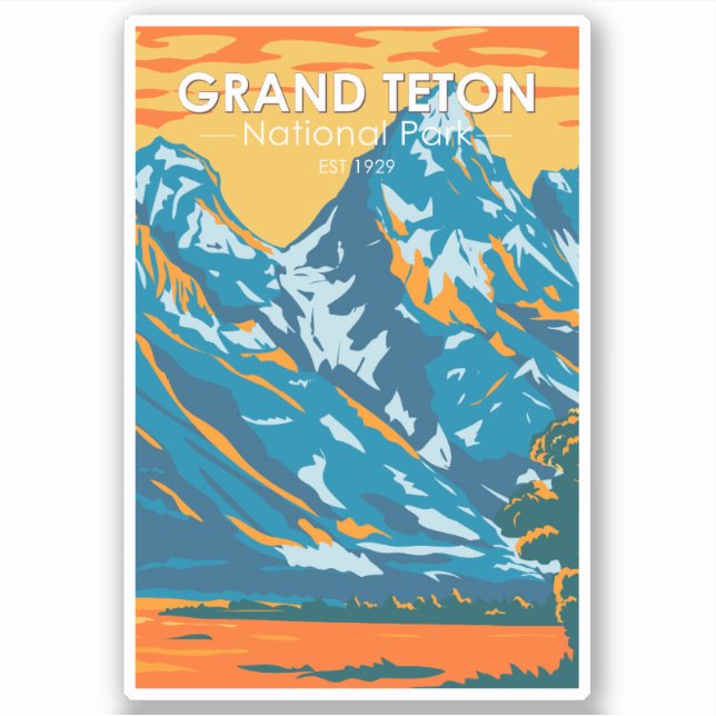 Sticker Grand Teton National Park Wyoming Vintage (Devant)
