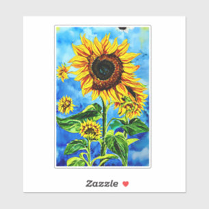 Sticker Grand tournesols aquarelle nature