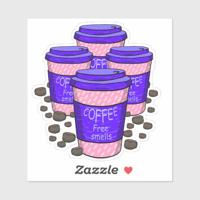 Sticker Grande 4 Tasse De Café X (Feuille)