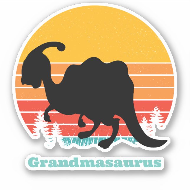Sticker Grandmasaurus du coucher de soleil rétro (Devant)