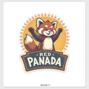 Sticker Graphique Animal Rétro Panda Rouge Dabbing Vintage