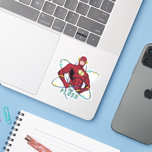 Sticker Graphique atomique Flash de dessin (Ordinateur portable avec iPhone)