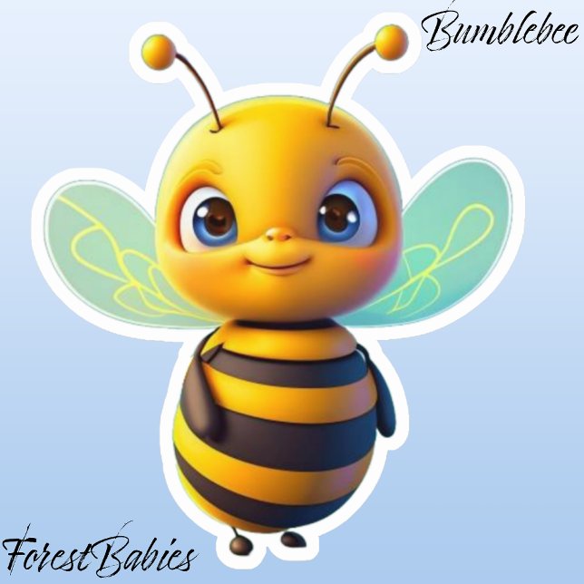 Sticker Graphique de dessin animal mignon BumbleBee Insect (🐝 Bumblebee ForestBabies Sticker)