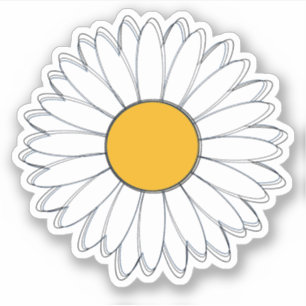 Sticker Graphique de marguerite blanc et jaune