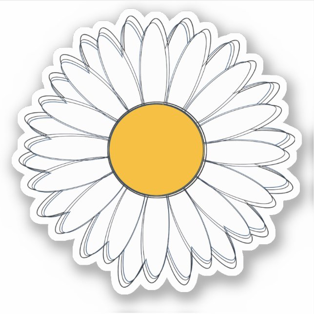 Sticker Graphique de marguerite blanc et jaune (Devant)