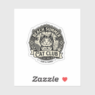 Sticker Graphisme de chat drôle d'été de plage - Été de pl
