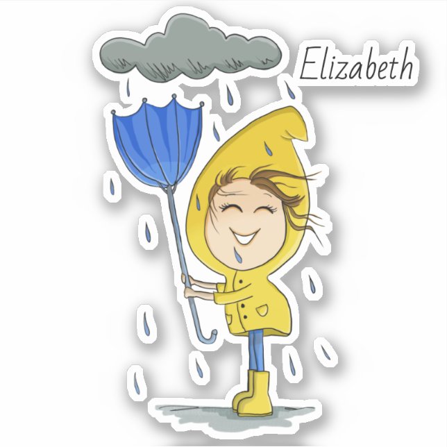 Sticker Graphisme de la journée Rainy Windy de la fille mi (Devant)