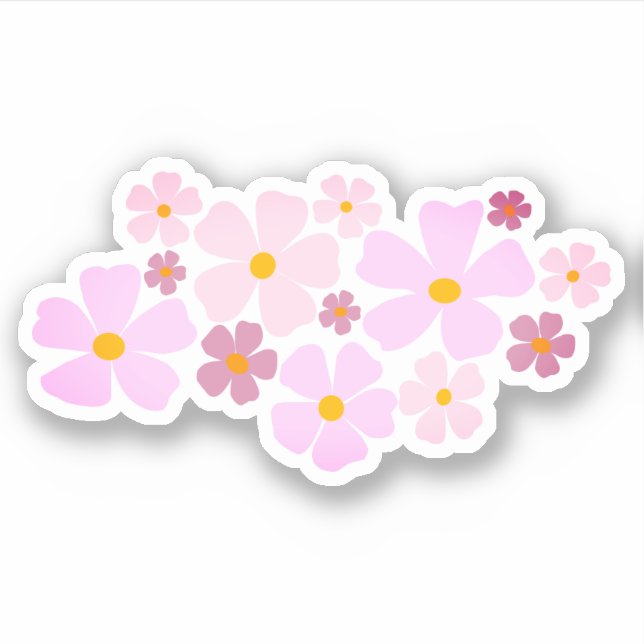 Sticker Graphisme des fleurs roses et magenta (Devant)