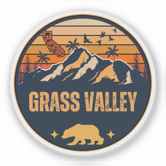 Sticker Grass Valley, Californie (Devant)