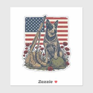 Sticker Gravure vintage commémorative patriotique Blue Hee