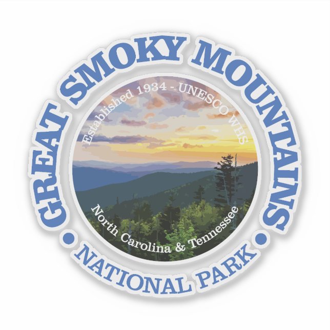 Sticker Great Smoky Mountains NP (rd)2 (Devant)