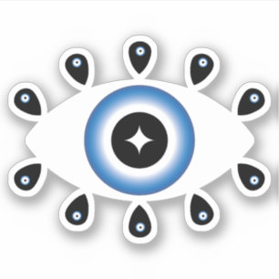 Sticker Grec Mal Oeil Bleu Noir Blanc