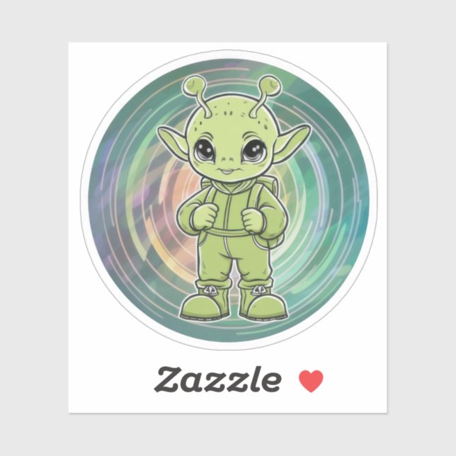 Sticker Green Alien Child (Feuille)