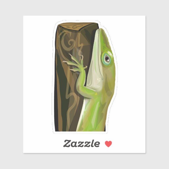 Sticker Green Anole Lizard (Feuille)
