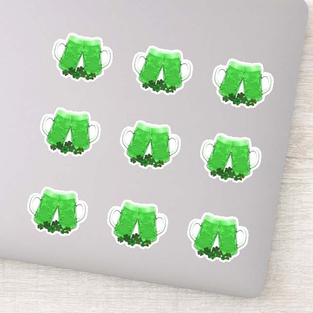 Sticker Green Beer Irlandais Shamrocks St. Patricks Day (Détail)