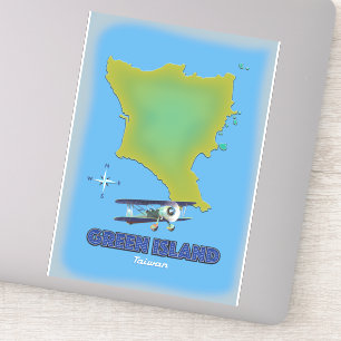 Sticker Green Island Taiwan affiche de voyage.