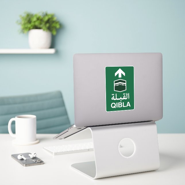 Sticker Green Qibla Direction Sign (Ordinateur portable sur le bureau)