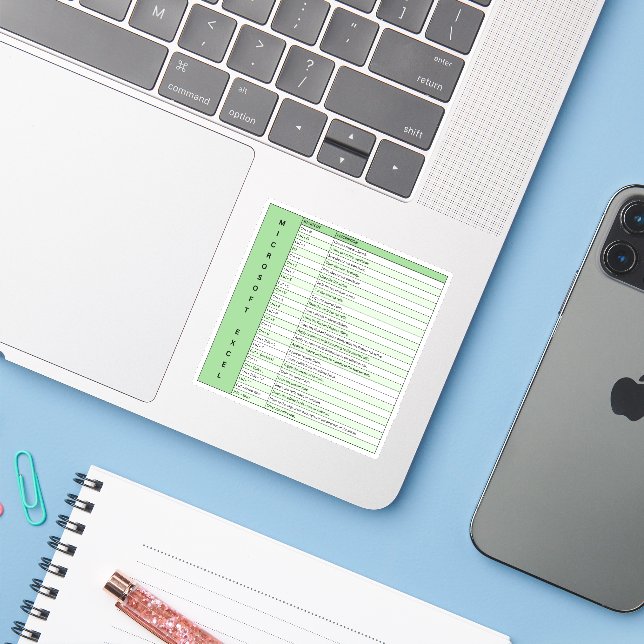 Sticker Green | Touches de raccourci Microsoft Excel Windo (Ordinateur portable avec iPhone)