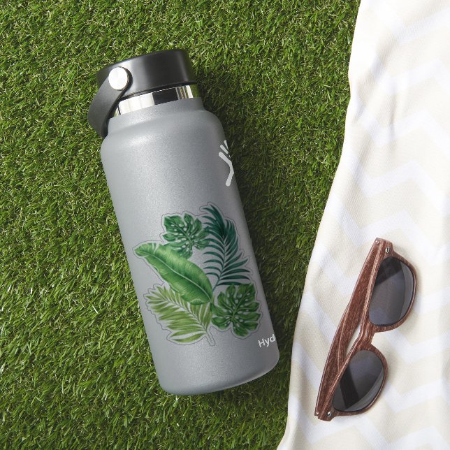 Sticker Green Tropical Palm Banana Monstera Feuille (HydroFlask Insitu)