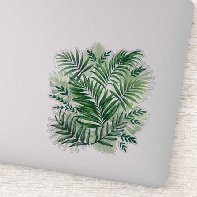 Sticker Green Tropical Palm & Monstera Feuille (Détail)