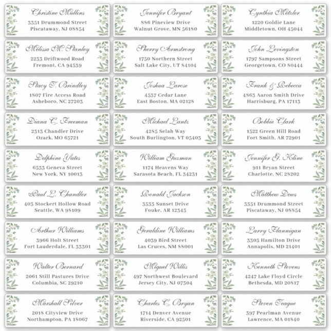 Sticker Greenery Eucalyptus Feuille Mariage Adresse d'hôte (Devant)