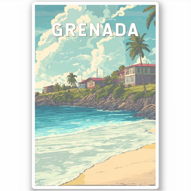 Sticker Grenade Illustration Voyage Art Vintage (Devant)