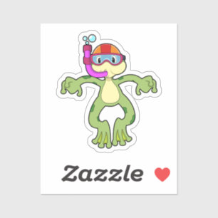 Sticker Grenouille à la plongée avec tuba