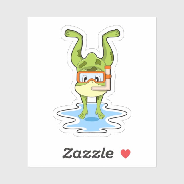 Sticker Grenouille à la plongée avec tuba (Feuille)