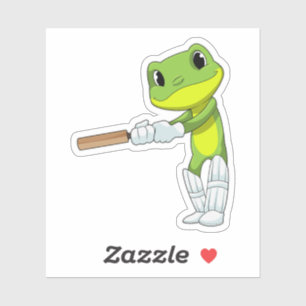 Sticker Grenouille au cricket avec chauve-souris de cricke