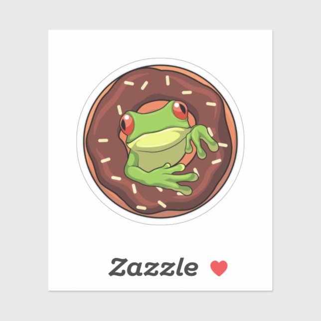 Sticker Grenouille avec beigne (Feuille)