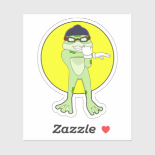 Sticker Grenouille avec lunettes de natation