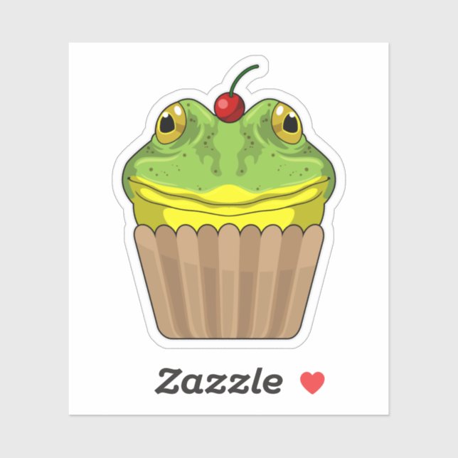 Sticker Grenouille avec muffin (Feuille)