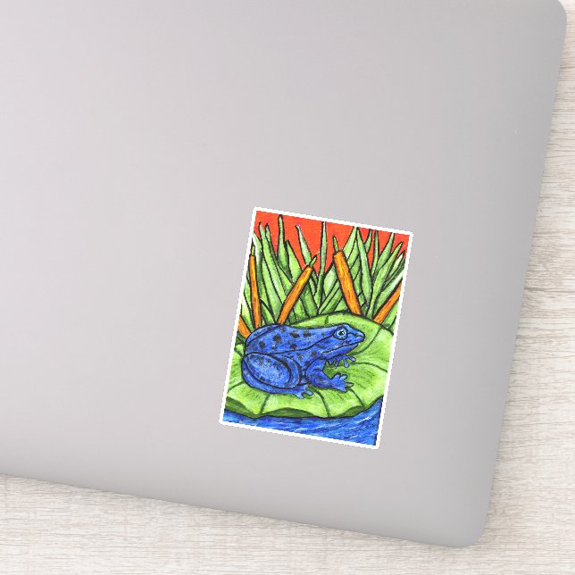 Sticker Grenouille Bleue Vibrante Zones Noires Lily Lad Gr (Détail)